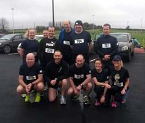 Track-Attackers at Moyne 5km Back row ( L-R ) Margaret Meehan, Carol Treacy, Kevin Murphy, Paddy Ryan, John Vahey and Noel Kennedy. Front row ( L-R ) Pat Keane, Declan Doherty, Tom Shanahan, Claire Mockler and Mary Ryan 