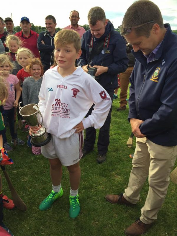 Winning captain Archie Devaney making his acceptance speech