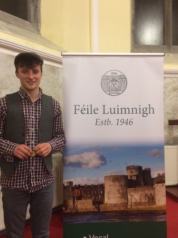 James Ryan, who came second in Glenstal Cup and Winner of the Junior Treaty Competition, solo singing at Feile Luimnigh